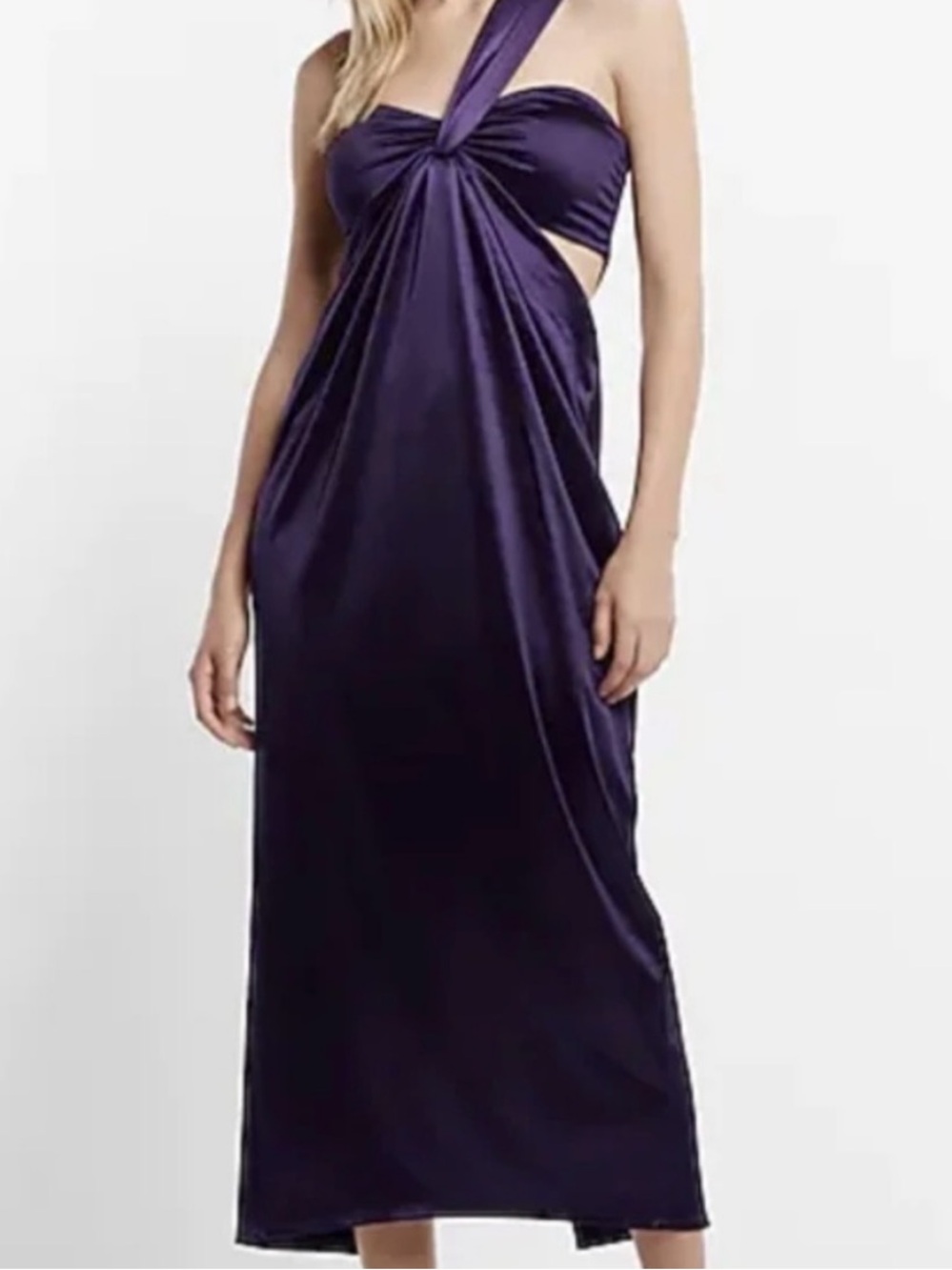 Express One-Shoulder Midi Dress in Deep Purple